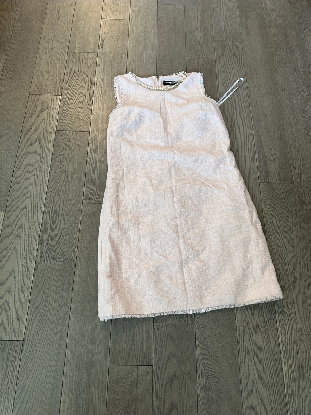 Karl Lagerfeld Light Pink Tweed Sleeveless Shift Dress